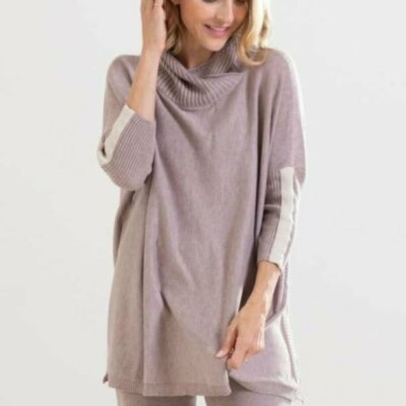 Mer Sea Tops - Mer Sea Lovecycled Split Turtleneck Sweater Top Dusty Pink Women's OS H12935